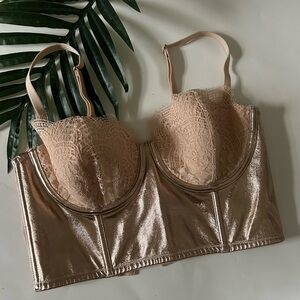 Victorias Secret Dream Angels rose gold bustier with lace cup size 36C